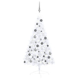 Vidaxl kunstkerstboom avec l'éclairage et les balles de Noël à demi 120 cm blanc