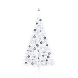 Vidaxl kunstkerstboom avec éclairage et balles de Noël demi-150 cm blancs