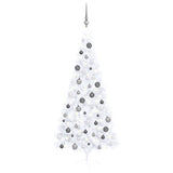 Vidaxl kunstkerstboom avec éclairage et balles de Noël demi-180 cm blancs