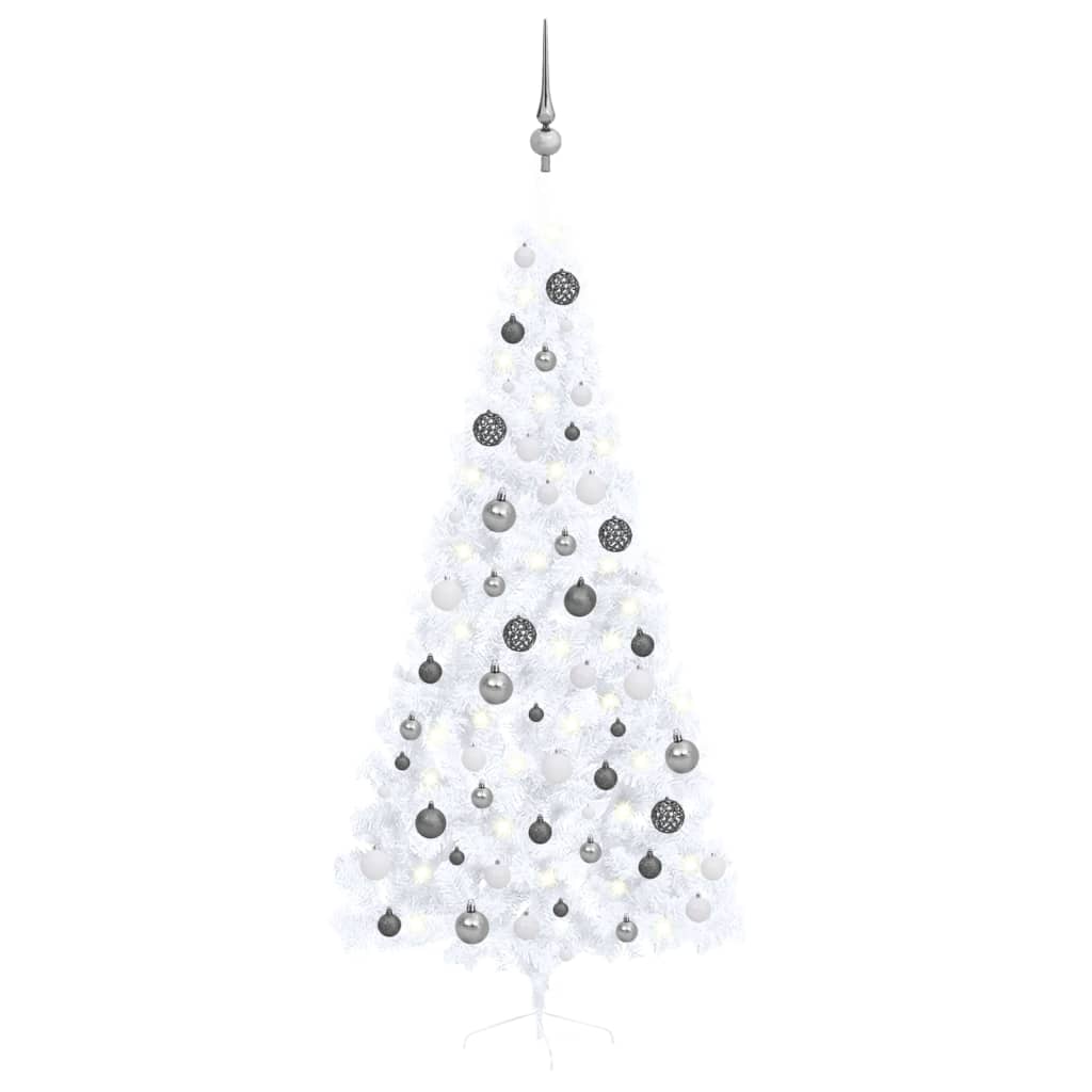 Vidaxl kunstkerstboom avec éclairage et balles de Noël demi-210 cm blancs