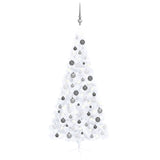 Vidaxl kunstkerstboom avec éclairage et balles de Noël demi-210 cm blancs