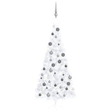 Vidaxl kunstkerstboom avec l'éclairage et les balles de Noël demi-240 cm blancs
