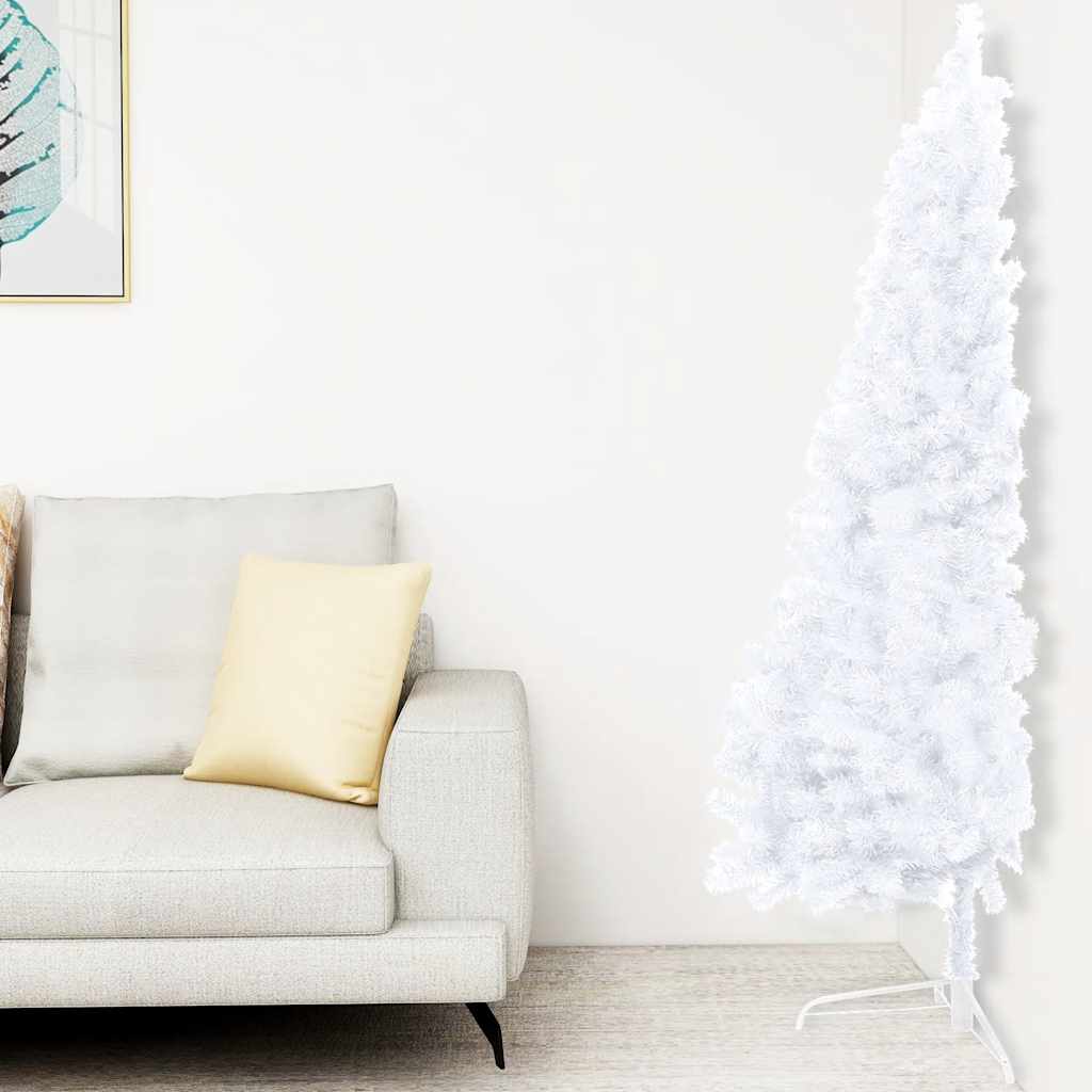 Vidaxl kunstkerstboom avec l'éclairage et les balles de Noël demi-240 cm blancs