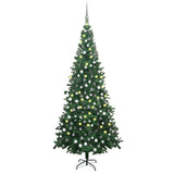 Vidaxl kunstkerstboom avec éclairage et balles de Noël l 240 cm vert