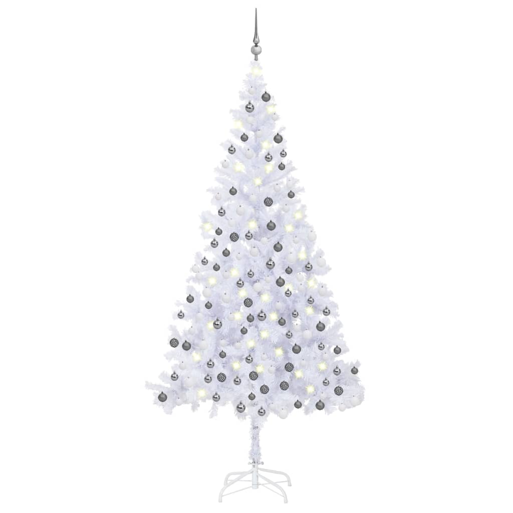 Vidaxl kunstkerstboom avec éclairage et balles de Noël l 240 cm blancs