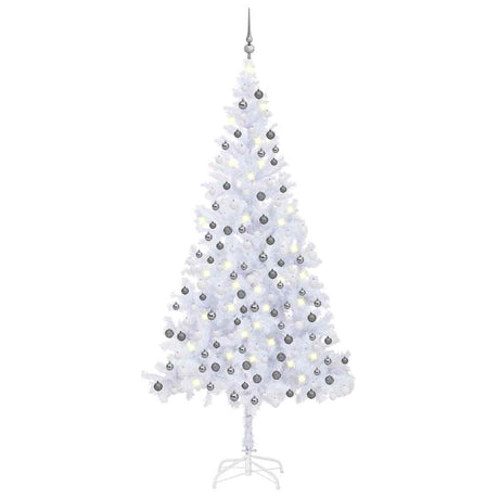 Vidaxl kunstkerstboom avec éclairage et balles de Noël l 240 cm blancs