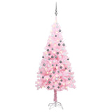 Vidaxx sapin de Noël artificiel avec éclairage et boules 120 cm PVC rose