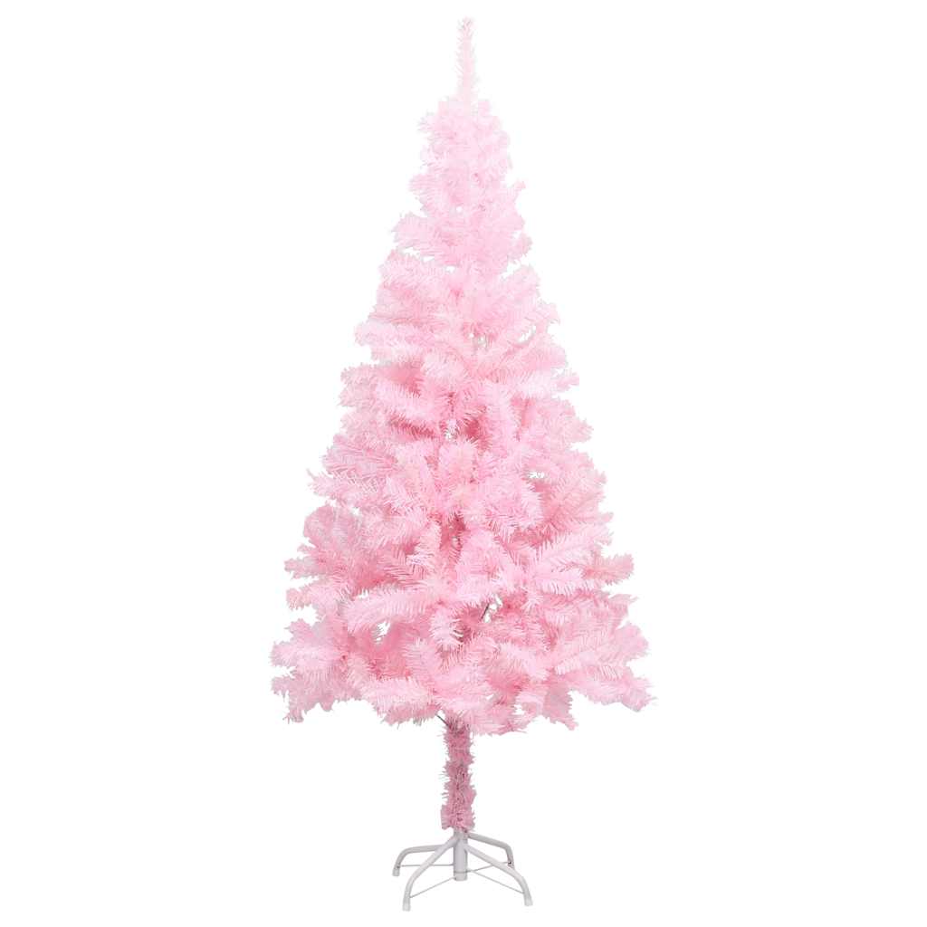 Vidaxl kunstkerstboom avec éclairage et balles de Noël 150 cm PVC rose