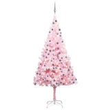 Vidaxl kunstkerstboom avec éclairage et balles de Noël 210 cm PVC rose