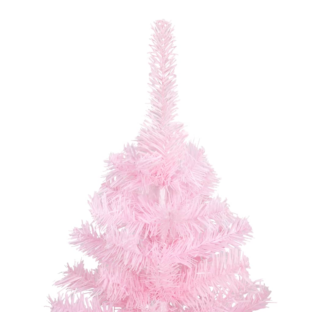 Vidaxl kunstkerstboom avec éclairage et balles de Noël 210 cm PVC rose