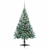 Vidaxl kunstkerstboom avec des boules d'éclairage cône de pin de neige 150 cm