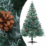 Vidaxl kunstkerstboom avec des boules d'éclairage cône de pin de neige 150 cm