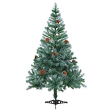 Vidaxl kunstkerstboom avec des boules d'éclairage cône de pin de neige 150 cm