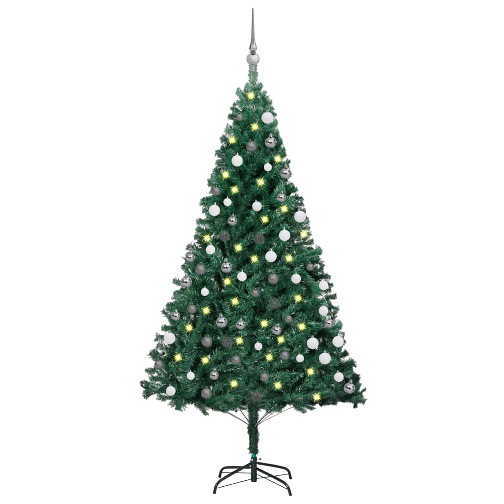 Vidaxl kunstkerstboom avec éclairage et balles de Noël 120 cm en PVC vert