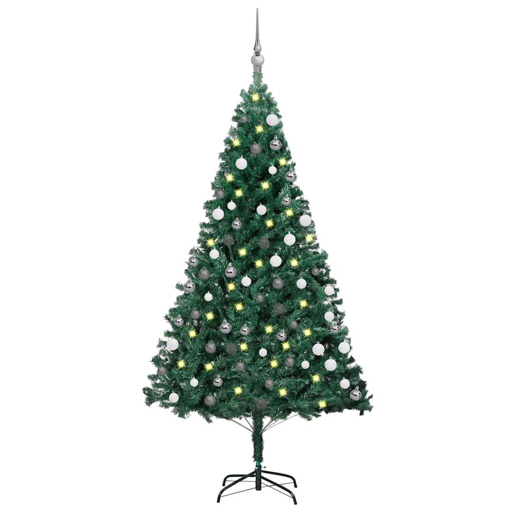 Vidaxl kunstkerstboom avec éclairage et balles de Noël 180 cm en PVC vert