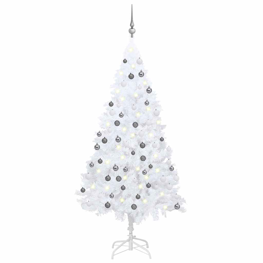Vidaxl kunstkerstboom avec éclairage et balles de Noël 150 cm PVC blanc