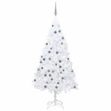 Vidaxl kunstkerstboom avec éclairage et balles de Noël 150 cm PVC blanc