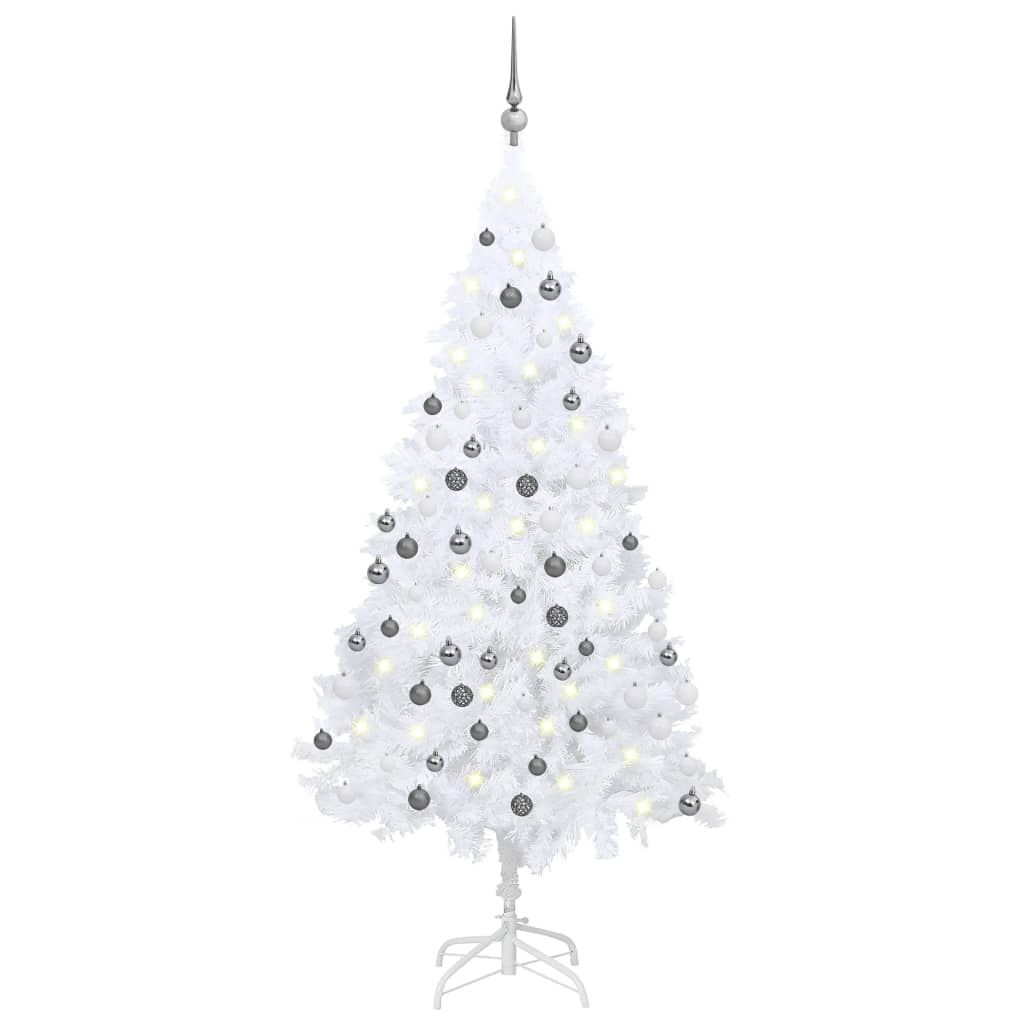 Vidaxl kunstkerstboom avec éclairage et balles de Noël 180 cm PVC blanc