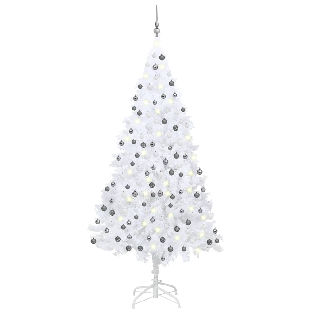 Vidaxl kunstkerstboom avec éclairage et balles de Noël 240 cm blancs