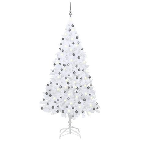 Vidaxl kunstkerstboom avec éclairage et balles de Noël 240 cm blancs