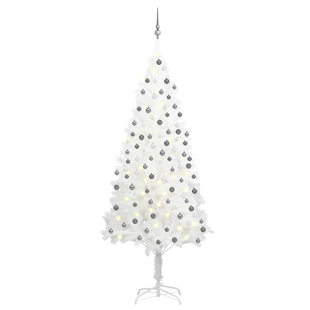 Vidaxl kunstkerstboom avec éclairage et balles de Noël 210 cm PVC blanc