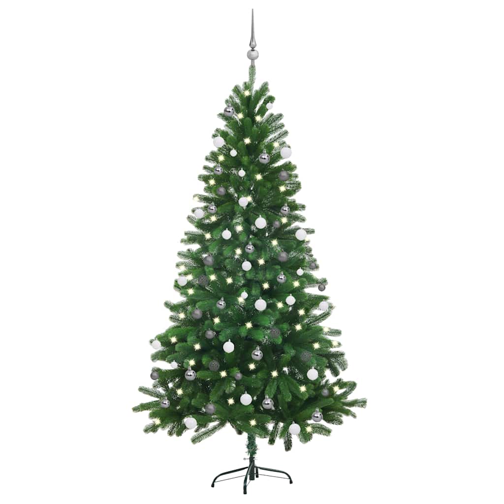 Vidaxl kunstkerstboom avec éclairage et balles de Noël 180 cm verts