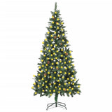 Vidaxl kunstkerstboom avec l'éclairage et les cônes de pin 210 cm