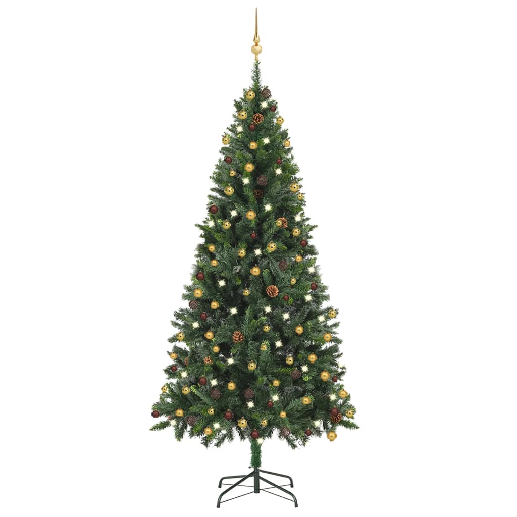 Vidaxl kunstkerstboom avec éclairage et balles de Noël 210 cm verts
