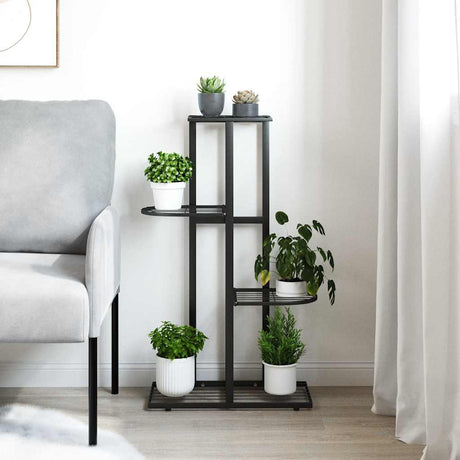 Norme de fleur vidaxl avec 4 couches 43x22x76 cm en métal noir