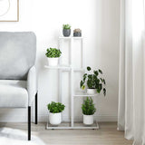 Norme de fleur de vidaxl avec 4 couches 43x22x76 cm en métal blanc