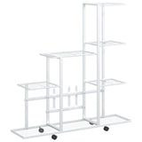 Support de fleur Vidaxl avec roues 94.5x25x92,5 cm en métal blanc