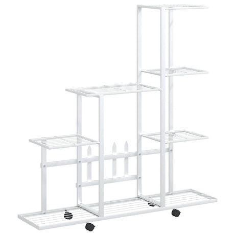 Support de fleur Vidaxl avec roues 94.5x25x92,5 cm en métal blanc
