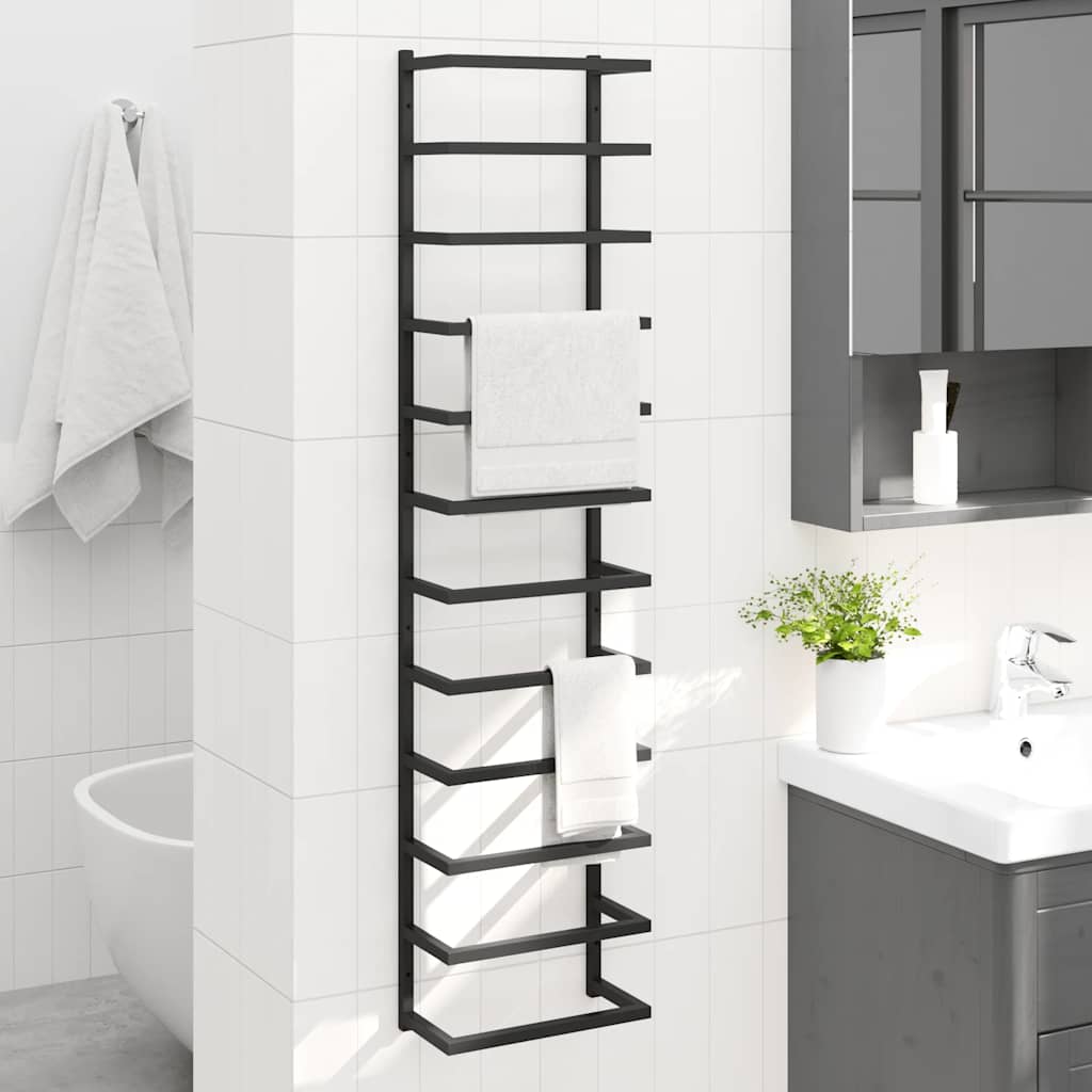 Rack de serviette Vidaxl 24x12x96 cm en acier noir