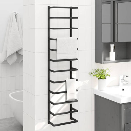 Rack de serviette Vidaxl 24x12x96 cm en acier noir