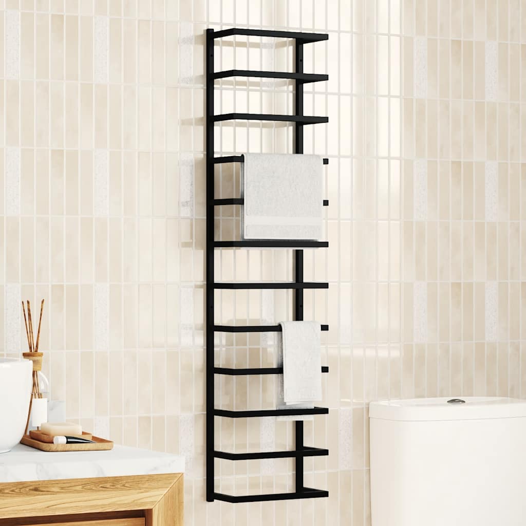 Rack de serviette Vidaxl 24x12x96 cm en acier noir