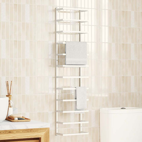 Rack de serviette Vidaxl 24x12x96 cm en acier blanc