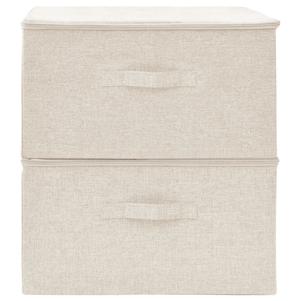 Scatole di archiviazione Vidaxl 2 PC 43x34x23 cm Crema in tessuto