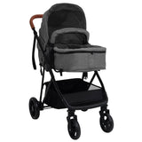 Porte-poussette Vidaxl Gris clair en acier 2 en 1 et noir