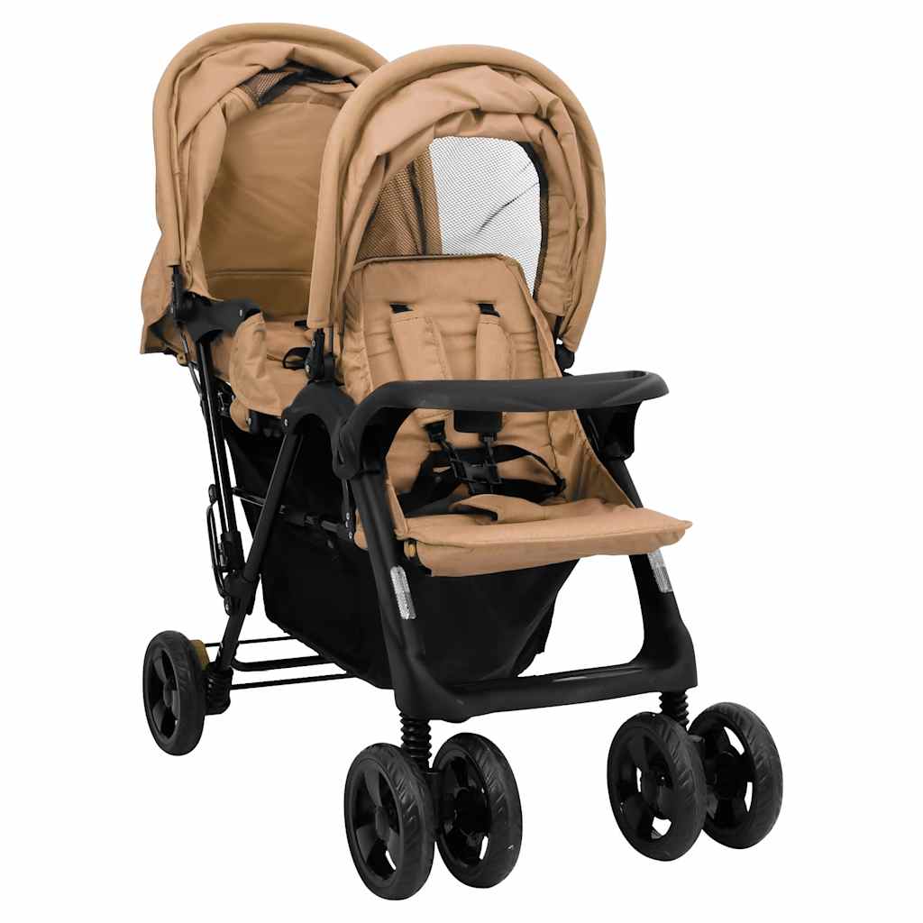 Vidaxl jumeaux tandem staal taupe