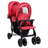 Vidaxl Twin Enfants en tandem en acier rouge