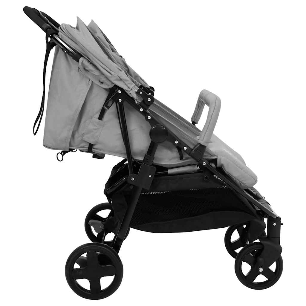 Vidaxl twin buggy acier gris clair et noir