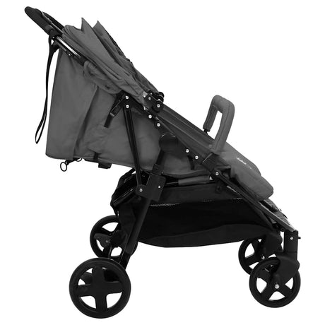 Vidaxl Twin Buggy Steel Gris foncé et noir