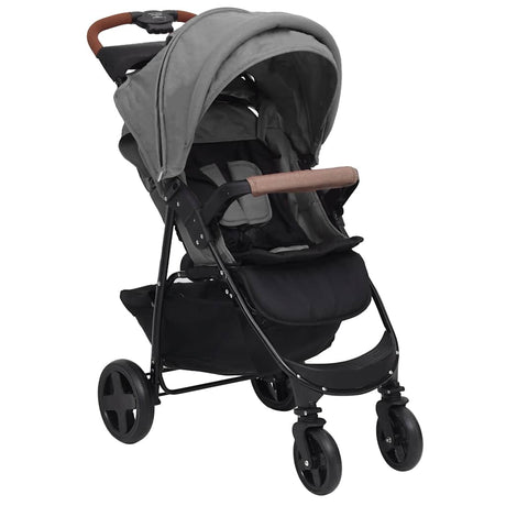 Porte-poussette Vidaxl Gris clair en acier 3-en-1