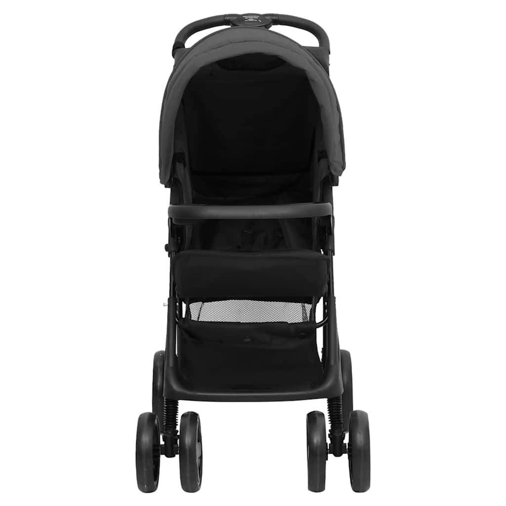 Vidaxl Pram 2-en-1 en acier gris foncé et noir