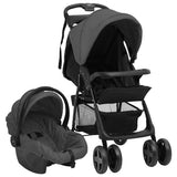 Porte-poussette Vidaxl 3-en-1 Gris foncé et noir