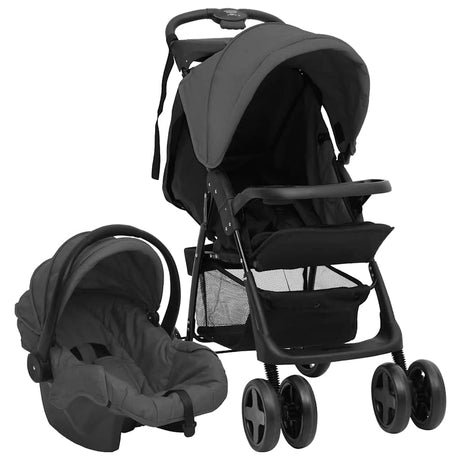 Porte-poussette Vidaxl 3-en-1 Gris foncé et noir