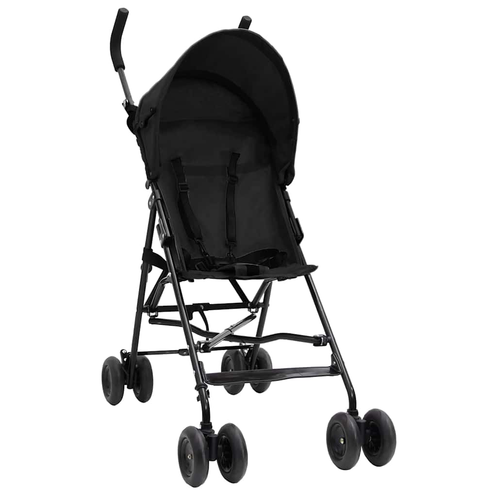 Vidaxl poussette enfant acier anthracite et noir