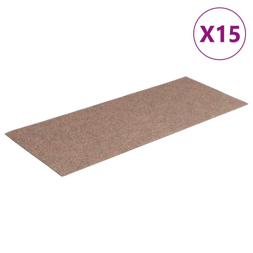 VidaXL 15 st pedal mats self -adhesive rectangular 60x25 cm light brown