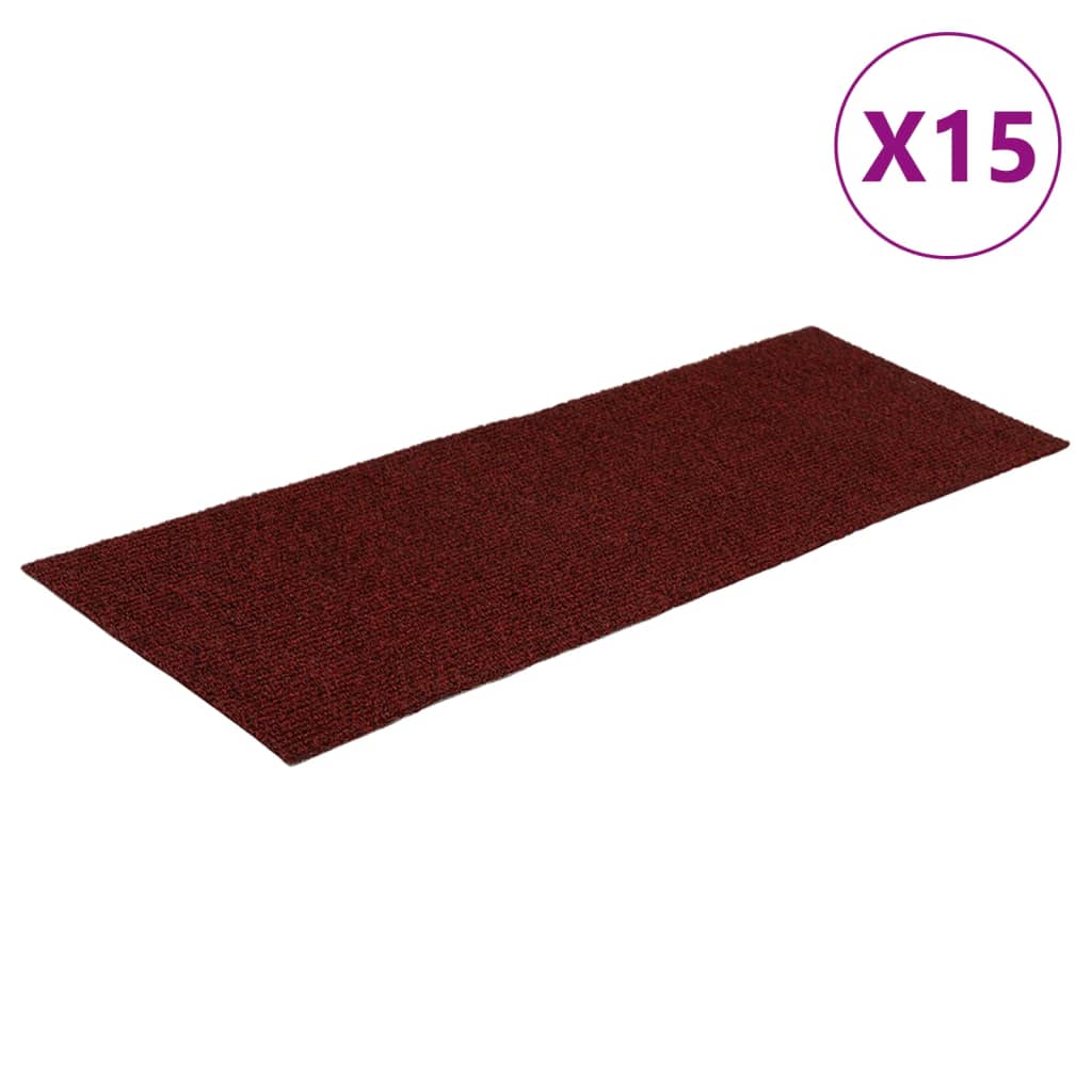 Vidaxl 15 st pedales tapis auto-adhésifs rectangulaires 60x25 cm rouges