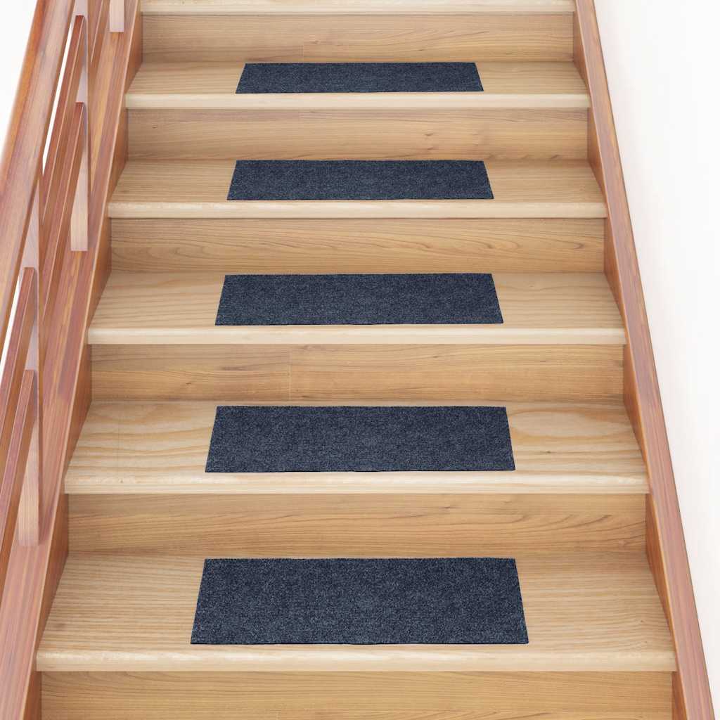 Vidaxl Mat à escalier auto-adhésif 15 pièces 60x25 cm bleu gris rectangulaire